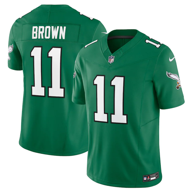 Men's Philadelphia Eagles #11 A. J. Brown Green 2023 F.U.S.E. Vapor Untouchable Stitched Football Jersey